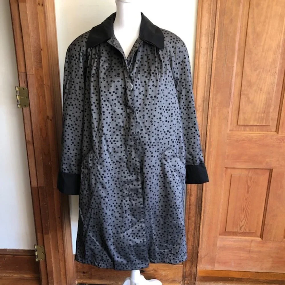 RALPH LAUREN Polka Dot Swing Coat with Removable Wool Lining Vintage